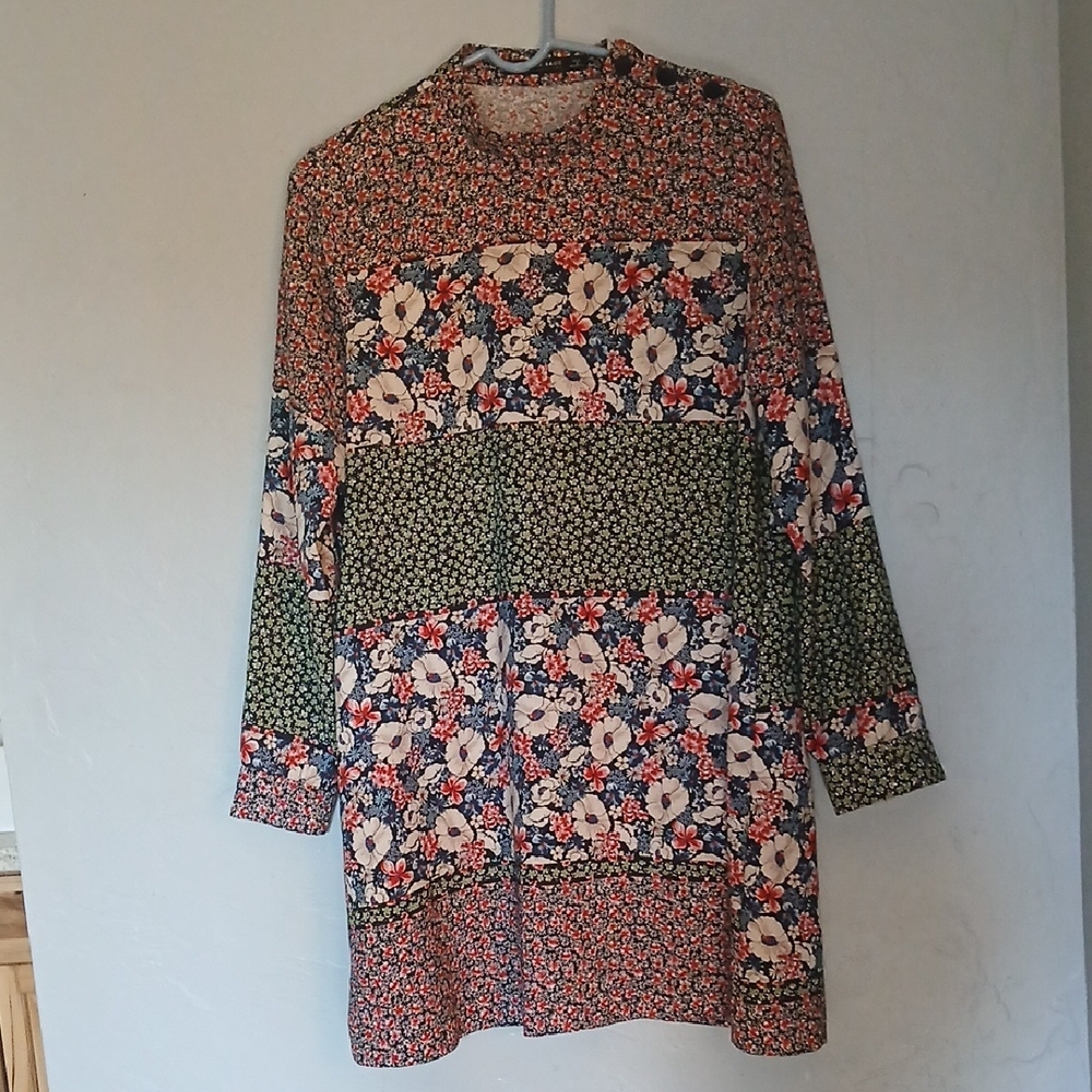 Zara Patchwork Red Floral Dress